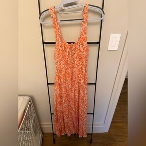 Kivari Orange Floral Midi Dress